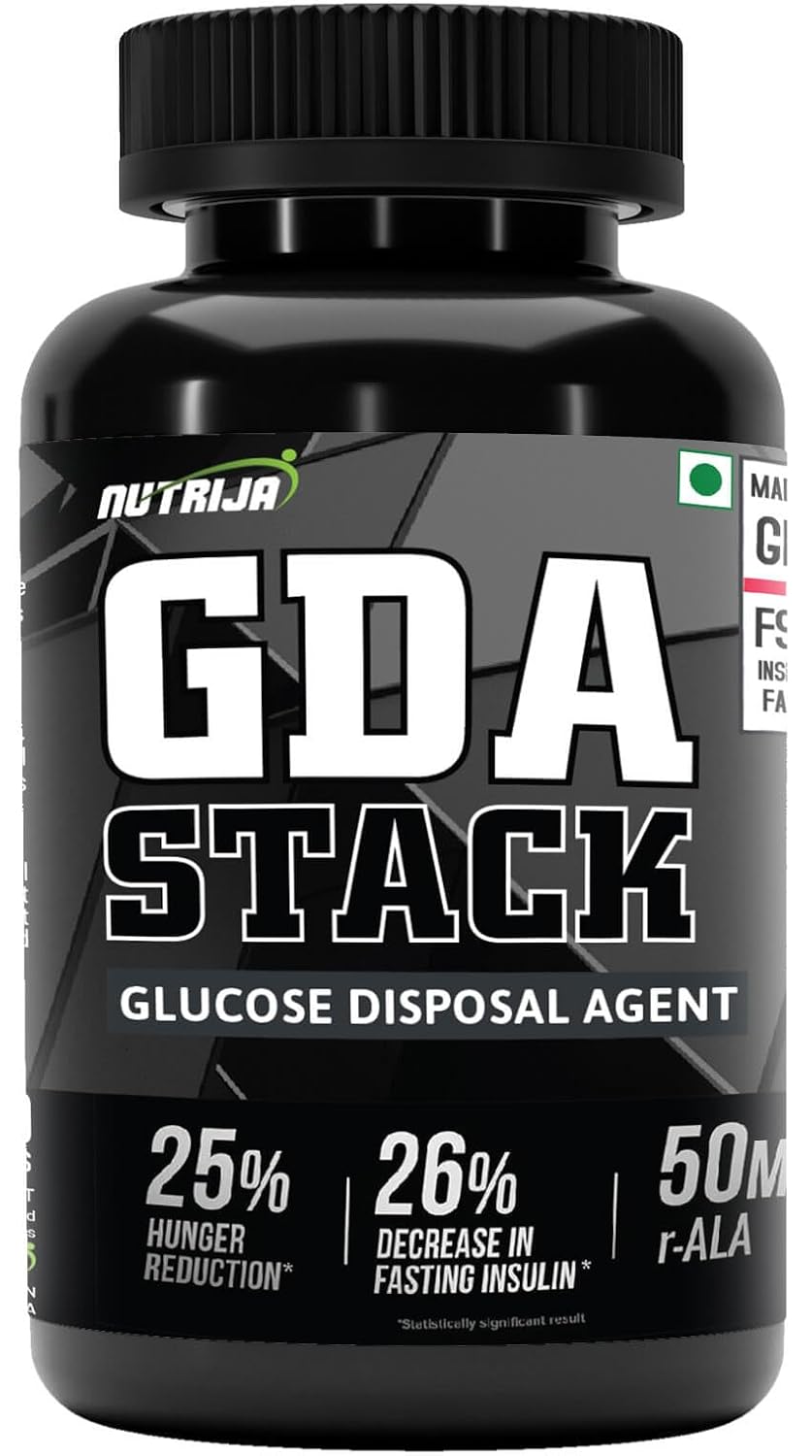 NutriJa GDA Stack | Berberine HCL 98% Standardized, Chromium, ALA, Botanicals and Enzyme |12 Ingredient Blend- 90 Capsules