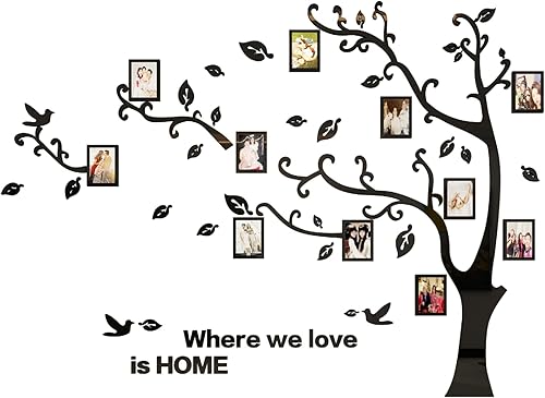 Vista 43 de Calcomanías de pared de árbol 3D, marco de fotos para bricolaje, marco de fotos familiar, murales, decoración de pared, sala de estar, dormitorio