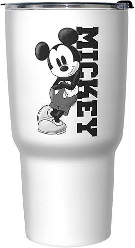 Disney Mickey Lean - Taza de viaje de acero inoxidable de 27 onzas