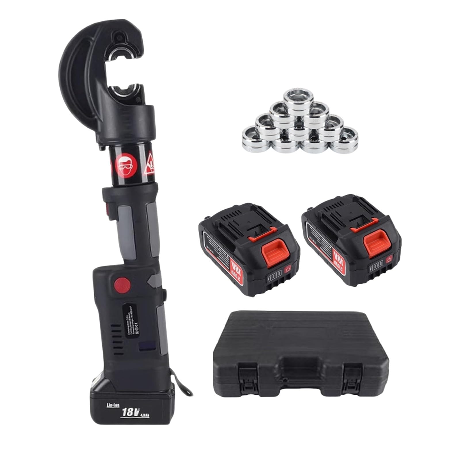 Xyfgodem One Colour 18V 120Kn Electric Hydraulic Crimping Tool - Professional Tool For Crimping Terminal Cables Of 16-400Mm² With Two Lithium Batteries