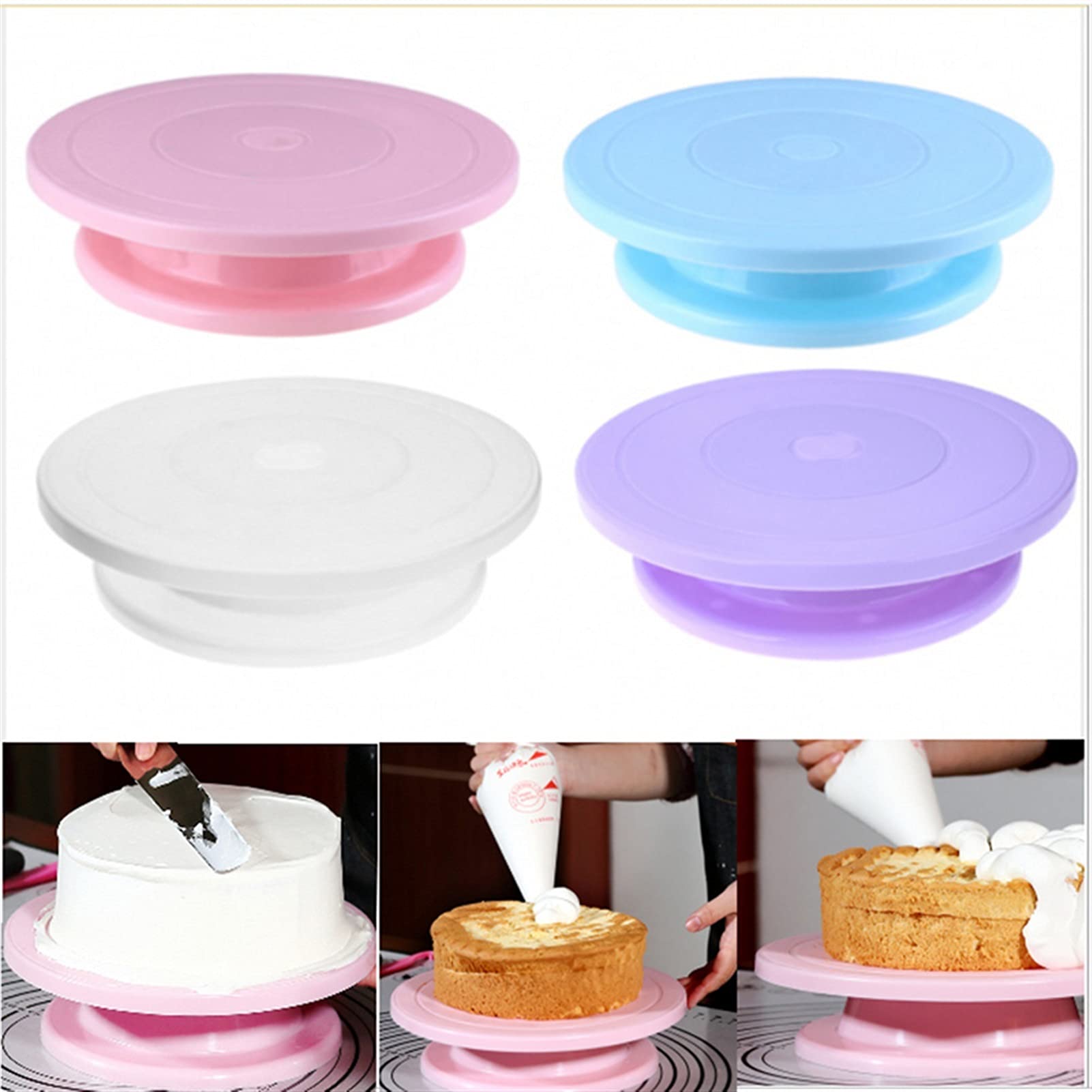 Obrotowy talerz do ciasta, obrotowy, antypoślizgowy okrągły stojak, przyrząd dekoracji ciast, artykuły ​​pieczenia, dekoracyjne(Purple)