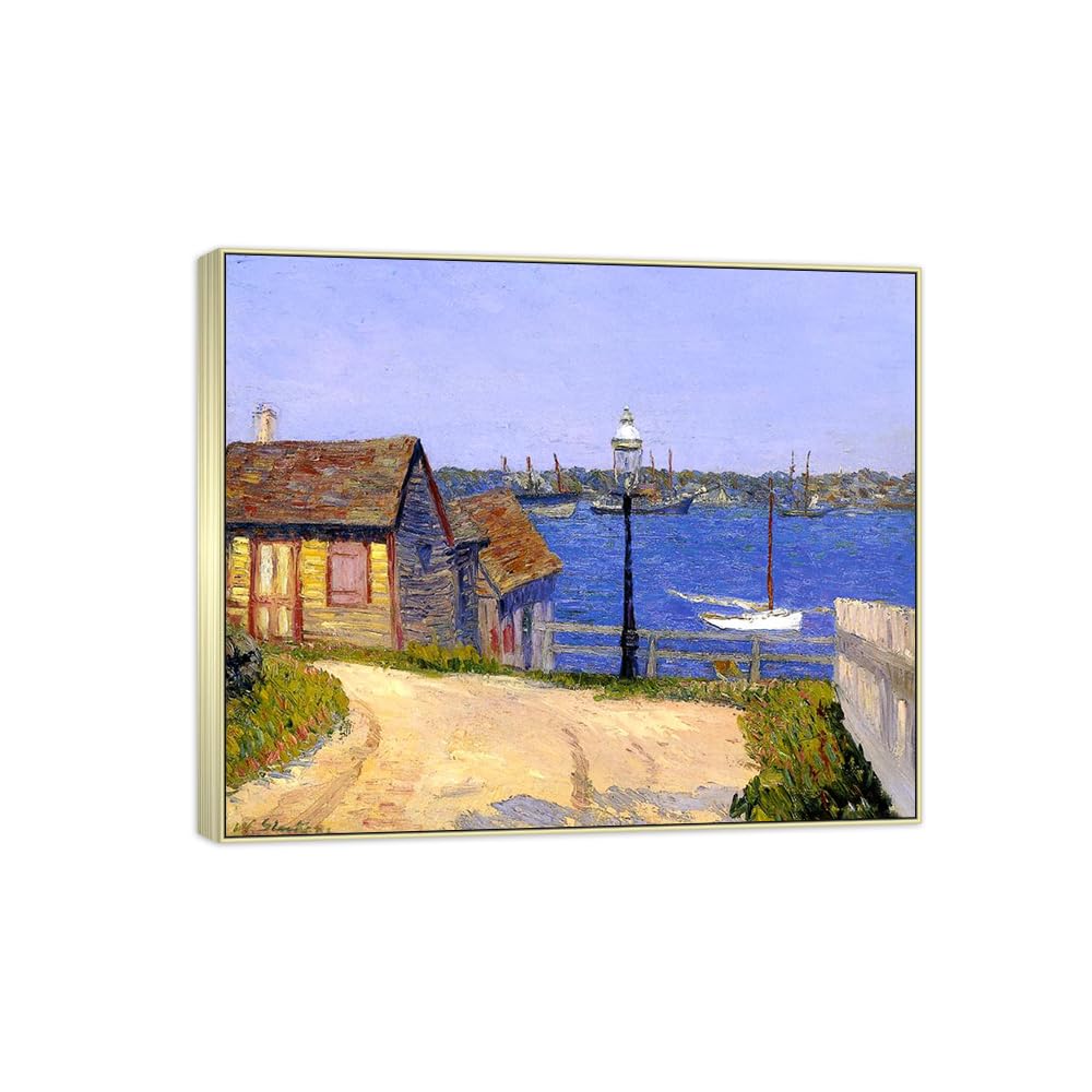 SDYSKKUG William Glackens Canvas Wall Art Prints for Living Room. Castle 48x40cm Silver Frame