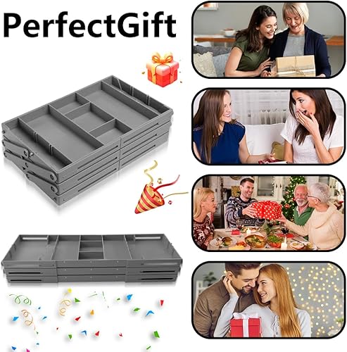 Miniatura 8 de Abnaok Organizador de cajones de 3 niveles de múltiples niveles, plegable, expandible, bandejas organizadoras de escritorio para suministros de