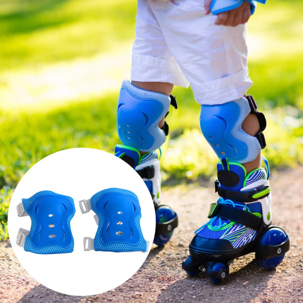 Gogogmee -in-one Child's Protective Gear Elbow Wrist Knee Caps for Boys and Girls' Scooters Bikes Roller Skating Comfortable Breathable (Light)