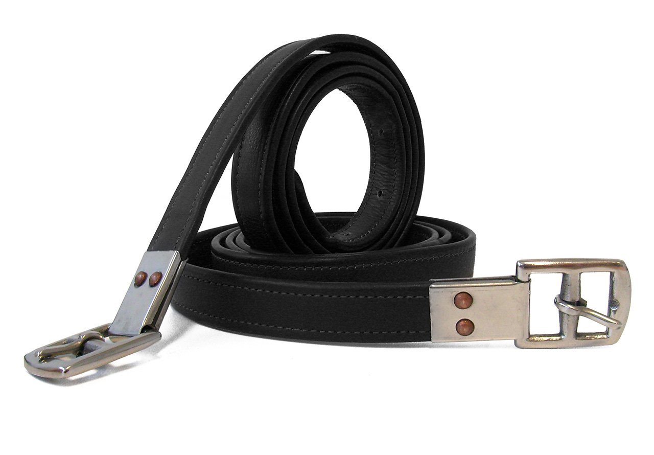 QHP - Étrivière en Cuir de Vachette très résistante - Noir, 150 cm