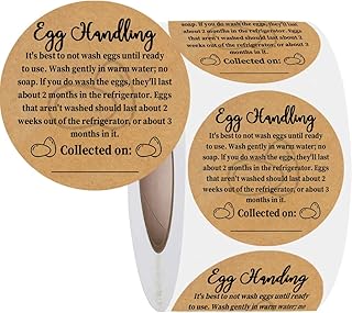 Farm Fresh Eggs Carton Kraft Paper Farm Fresh Egg Care Stickers Egg Handling Labels Self Adhesive Egg Packaging Stickers for Chicken Eggs Freshness & Storage,2 in