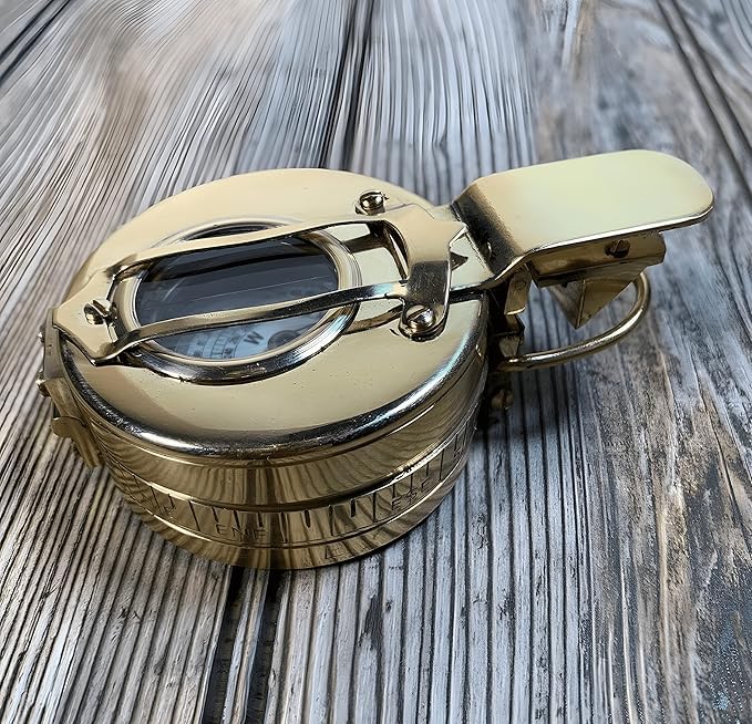 Brújula Militar Vintage Marcos de Latón Macizo con Prismático miniatura 6
