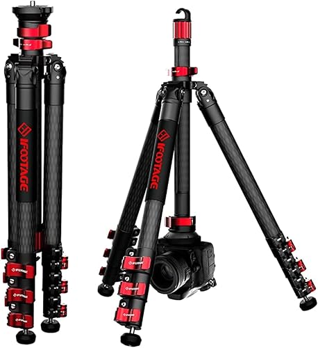 IFOOTAGE Trípode TC5S, trípode de video de fibra de carbono de 59 pulgadas, trípode de cámara de viaje portátil de 4 secciones con poste central, disponible en Yaxa Peru