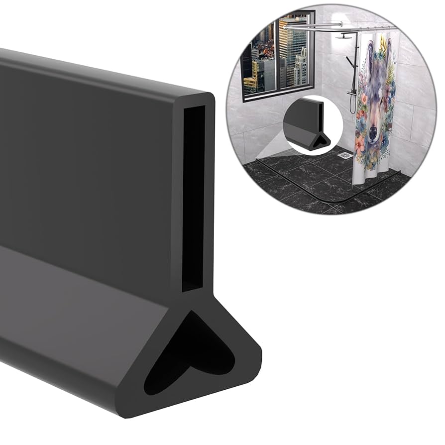 Collapsible Shower Threshold Water Dam Silicone Rubber Kitchen Water Guard,Frameless Shower