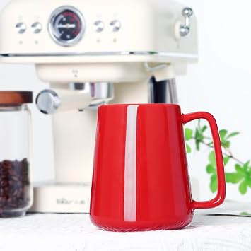 Smilatte 24 OZ Large Coffee Mug, 720ml Ceramic Tea Cup with Big Handle for Dad Men Women, Unique Style for Any Kitchen, Red