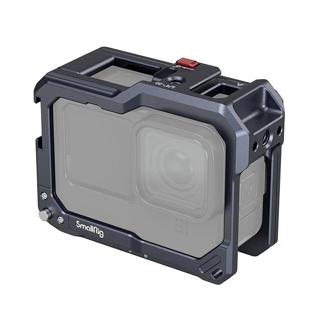 SmallRig SMALLRIG Hero13 / Hero12 / Hero11 / Hero 10 / Hero 9 Black Cage for GoPro, Compatible with the Lens Filter Max Lens on Camera, with 2 Cold Shoe Mount for Microphone and Led Video Light - 3084C