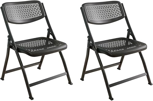 Paquete de 2 sillas plegables de plástico para muebles, silla plegable de metal blanco apilable, capacidad de peso de 400 libras, acero plegable de