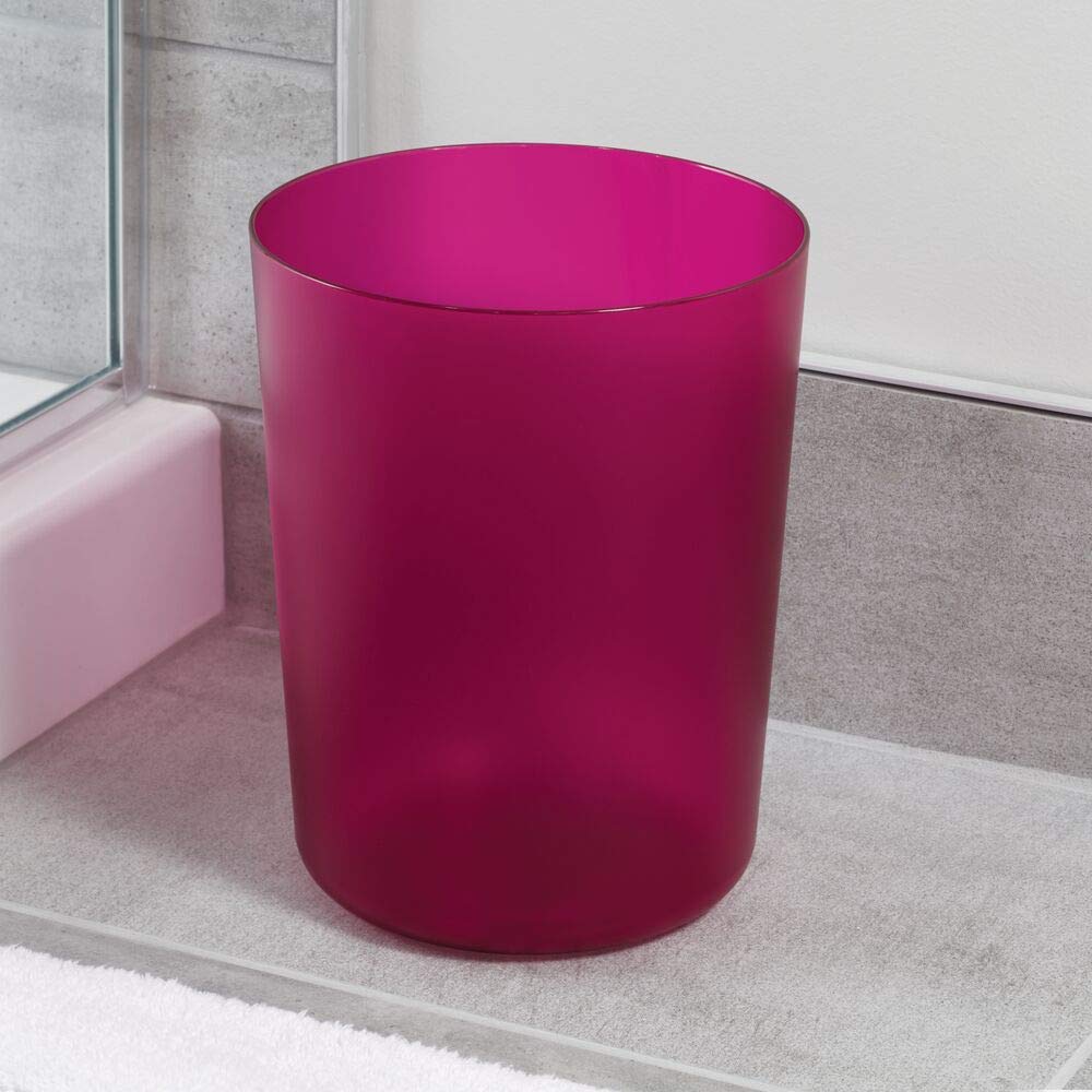 iDesign Round Plastic Trash Can for Bath, Bedroom, Office - The Finn Collection – 7.64" x 10", Magenta: Magenta 7.64" x 10" Pack of 1