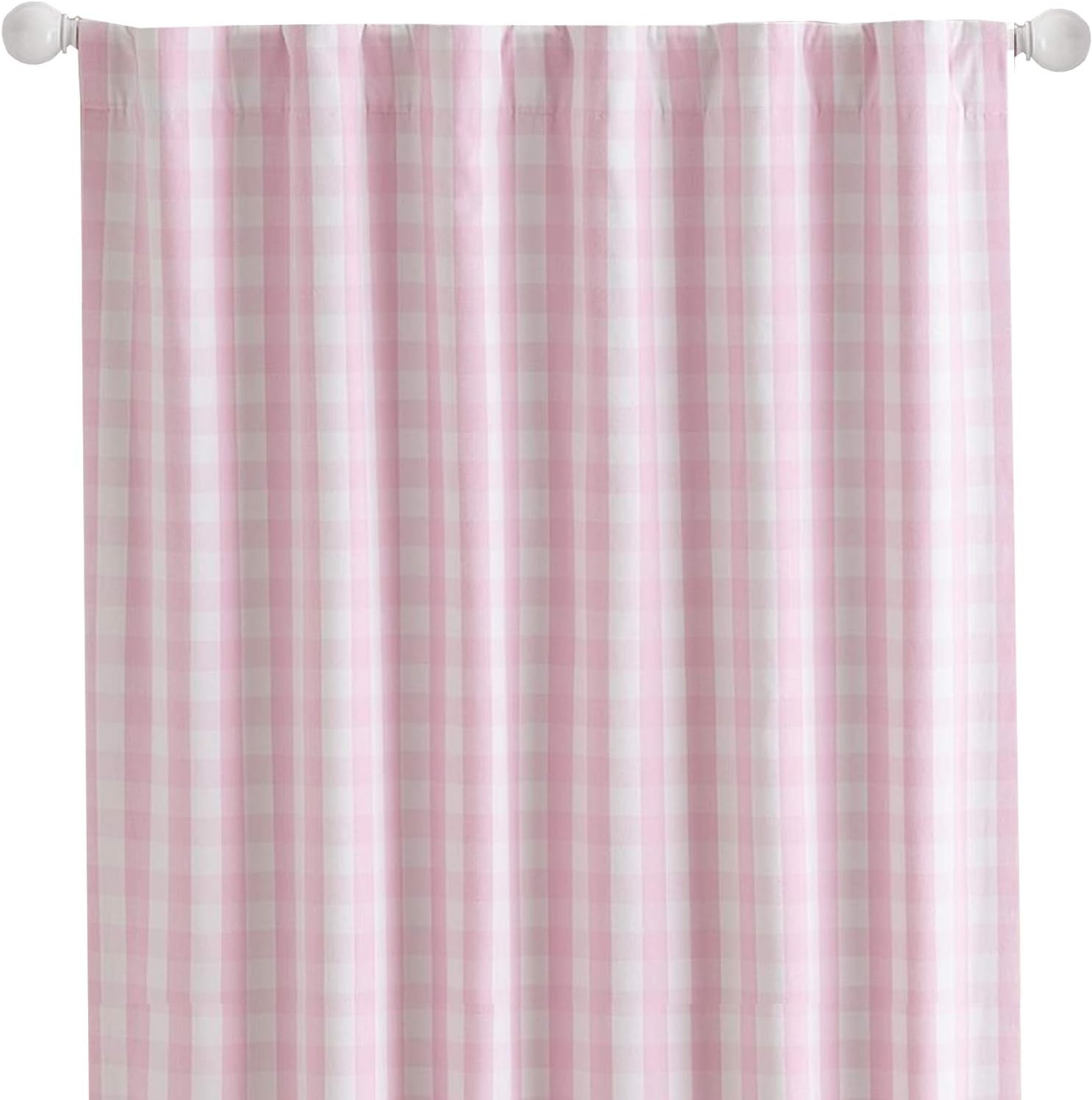 lovemyfabric Gingham/Checkered 100% Polyester Curtain Window Treatment/Decor Panel-Pink and White (2, 56"X96")