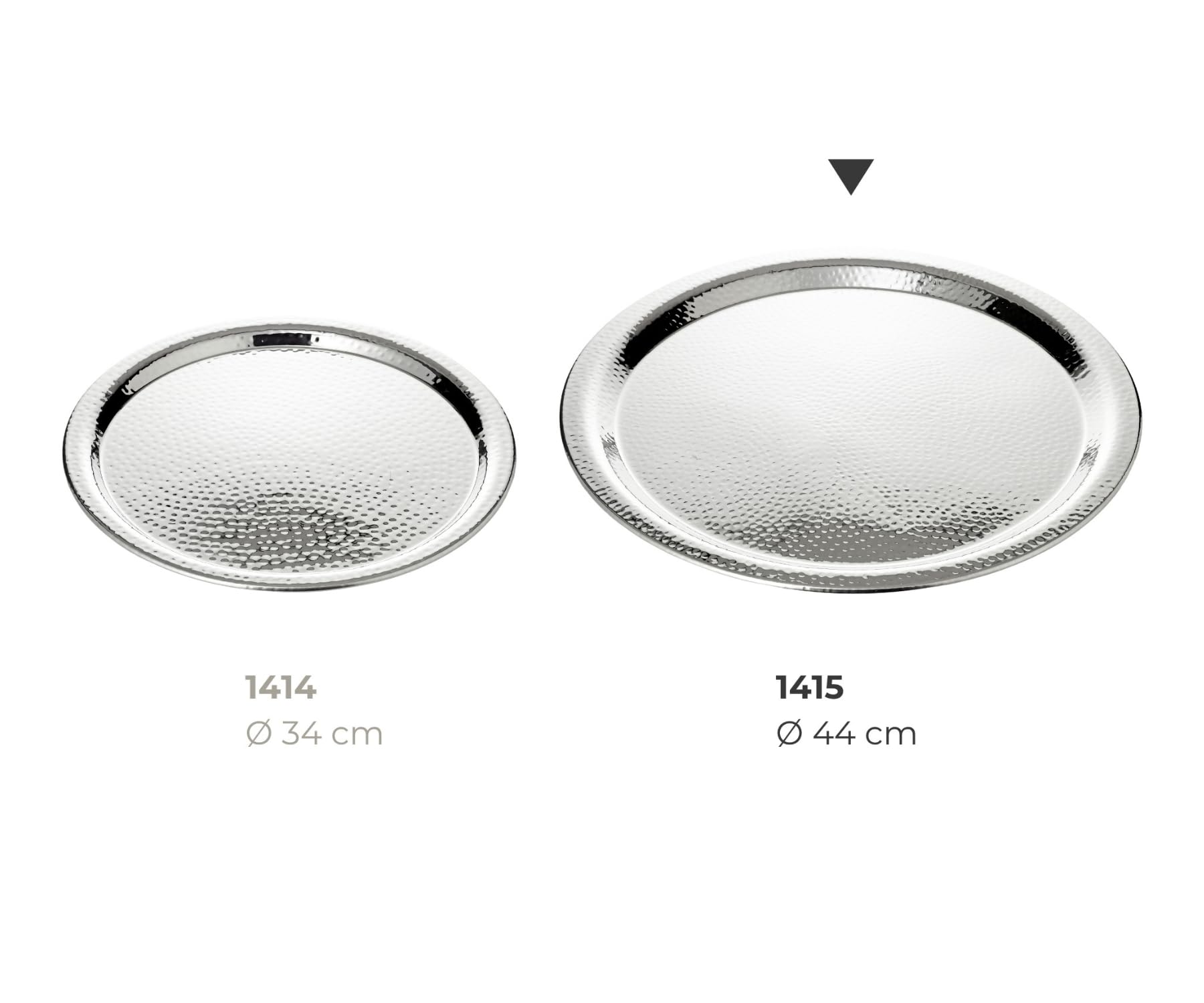 EDZARD Tablett Martella (ø 44 cm) rund, Edelstahl hochglanzpoliert, gehämmert - Serviertablett, Dekotablett, Rundes Tablett