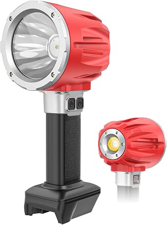 LED Work Light Compatible with Milwaukee 18V Battery, Flashlight & COB Flood Light, 1500LM Ultra Bright, 2 Brightness, 4 Color Temperatures, Red Flashing Warning Light, Battery Protection Tool Only