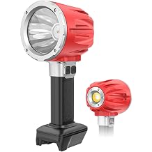 LED Work Light Compatible with Milwaukee 18V Battery, Flashlight & COB Flood Light, 1500LM Ultra Bright, 2 Brightness, 4 Color Temperatures, Red Flashing Warning Light, Battery Protection Tool Only