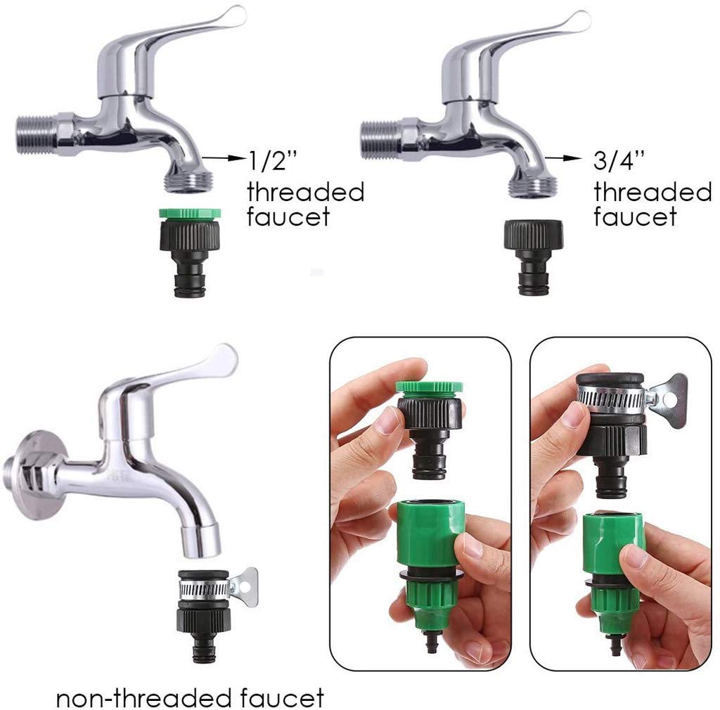 Tubo di irrigazione Kit tubo gocciolamento Kit timer irrigazione Kit gocciolamento Kit gocciolamento Sistema giardino Patio e giardino Gioco Cultura Generale Famiglia (Green, One Size)