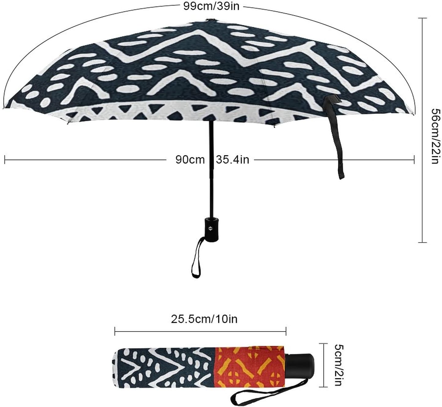 Mvirnsw African Print Travel Umbrella Windproof,Automatic,Strong And Portable,Wind Resistant,Folding Small Umbrella for Rain Automatic
