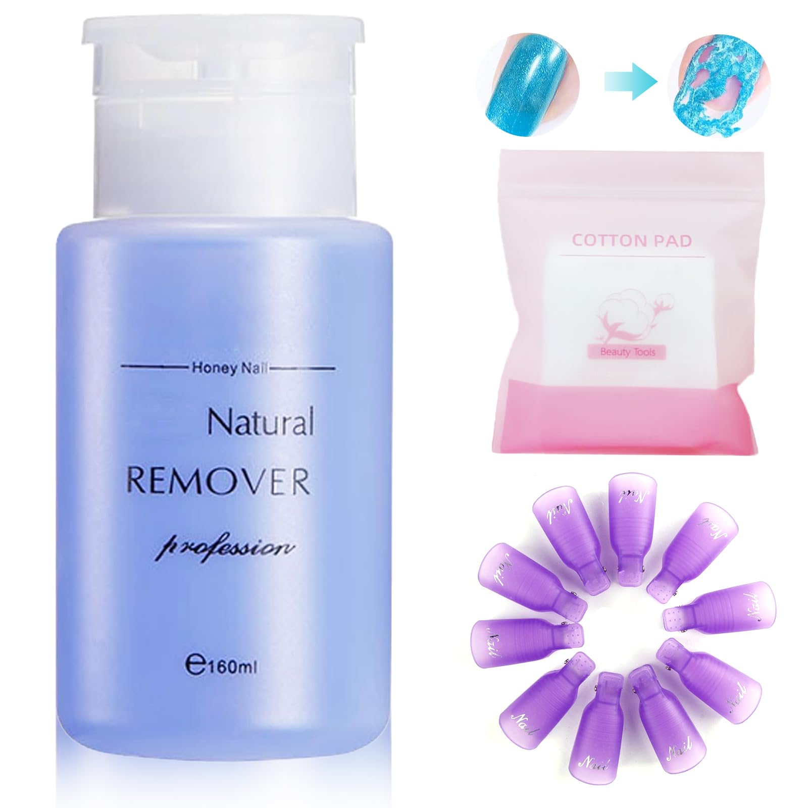 – XdealCozyxc 160ml Acetone Acrylic Remover Kit, Gel Nail Polish Remover for Manicures and Pedicures