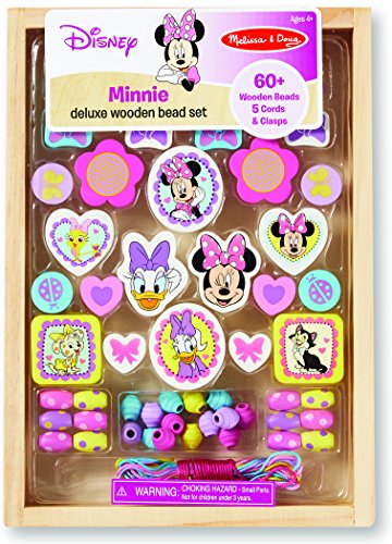 Melissa & Doug Disney Minnie Mouse Deluxe Wooden Bead Set With 60+ Beads for Jewelry-Making