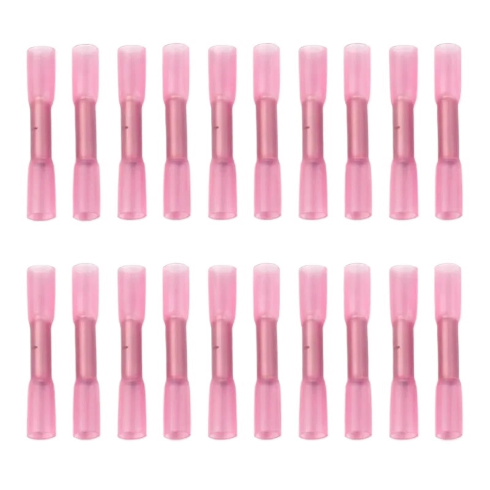 AMENGJ Heat Shrink Connectors 50/100PCS Electrical Wire Terminal Heat Shrink Butt Crimp Terminals Red Insulated Seal Wire Connectors 22-16 AWG(100Pcs)