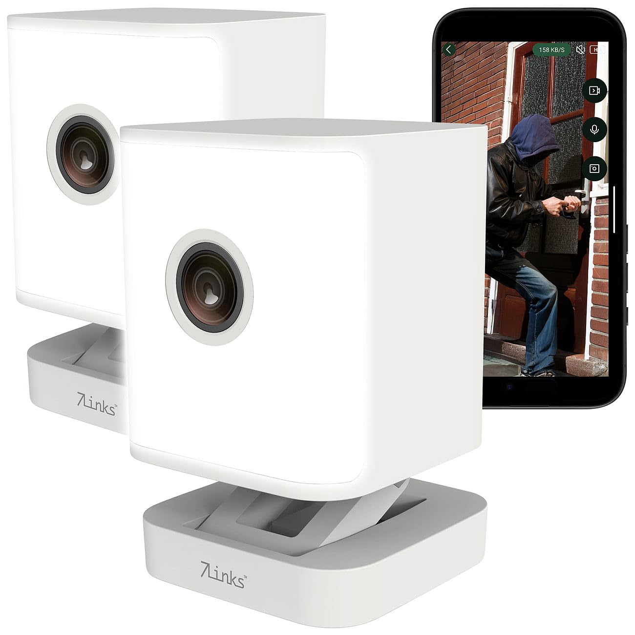 7links WLAN Kamera außen: 2er-Set wetterfeste Dualband-IP-Außen- und Innen-Kameras, 4 MP, IP65 (Außenkamera WLAN, Überwachungskamera innen, PC)