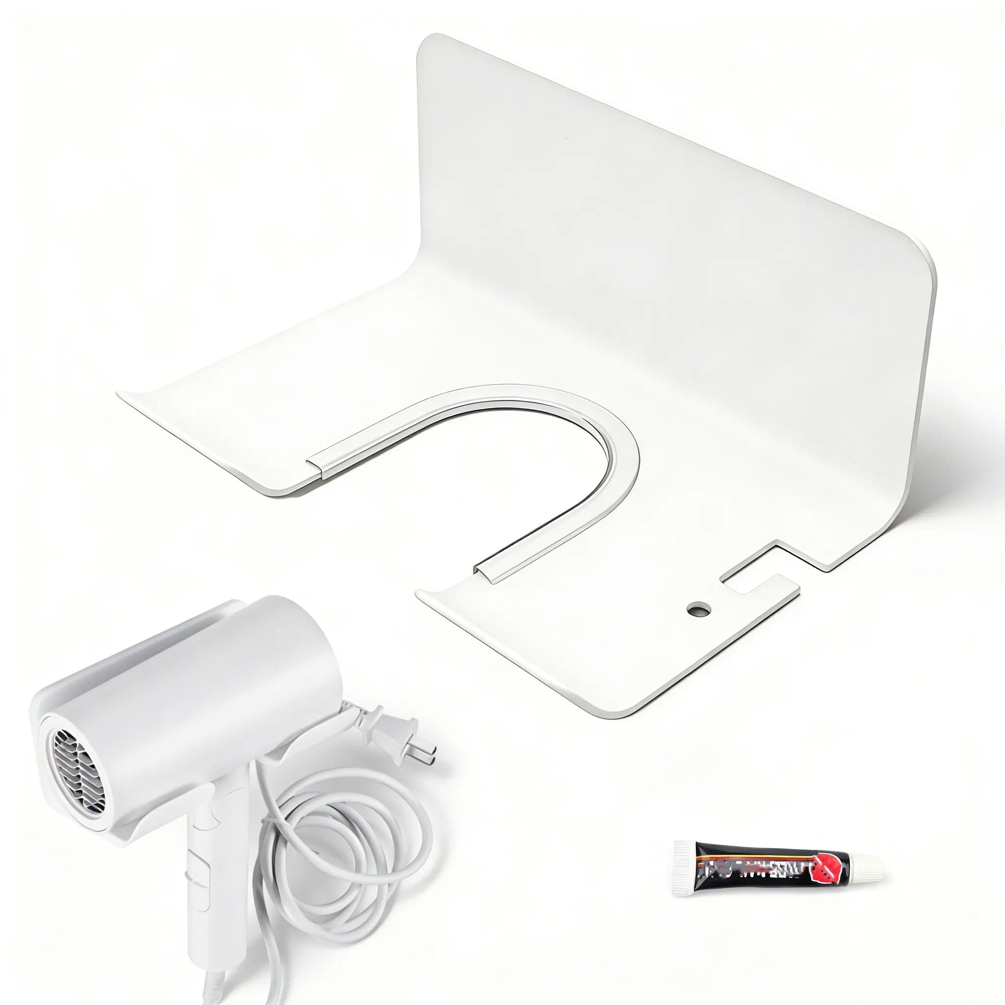 Soporte Secador de Pelo Autoadhesivo 4,8 cm Diámetro para Paredes Lisas Mármol Azulejos Blanco