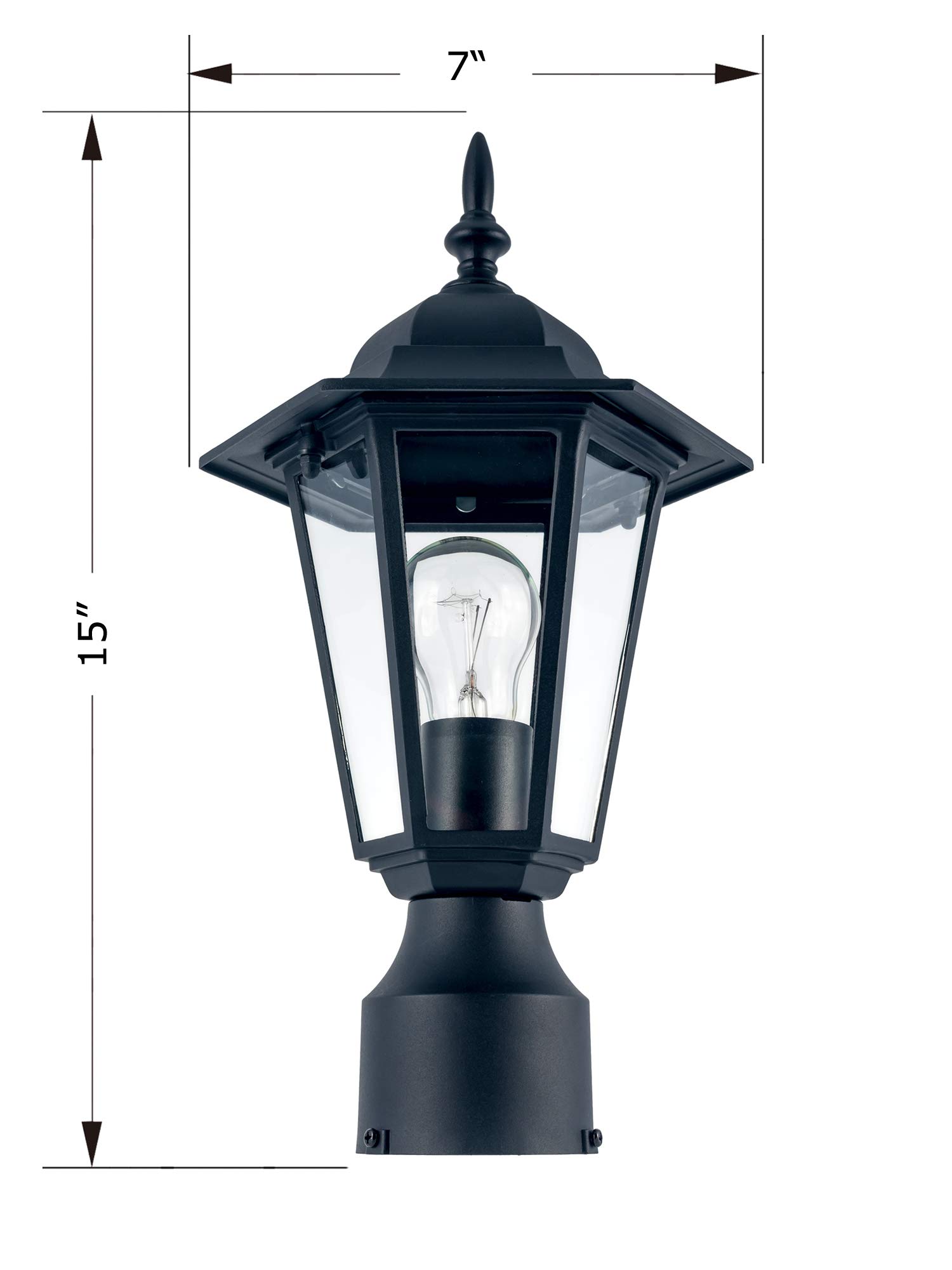 YaoKuem Outdoor Post Light, Pole Lantern, E26 Base 60W Max, Metal Housing Plus Glass, Wet Location Rated, Bulbs not Included