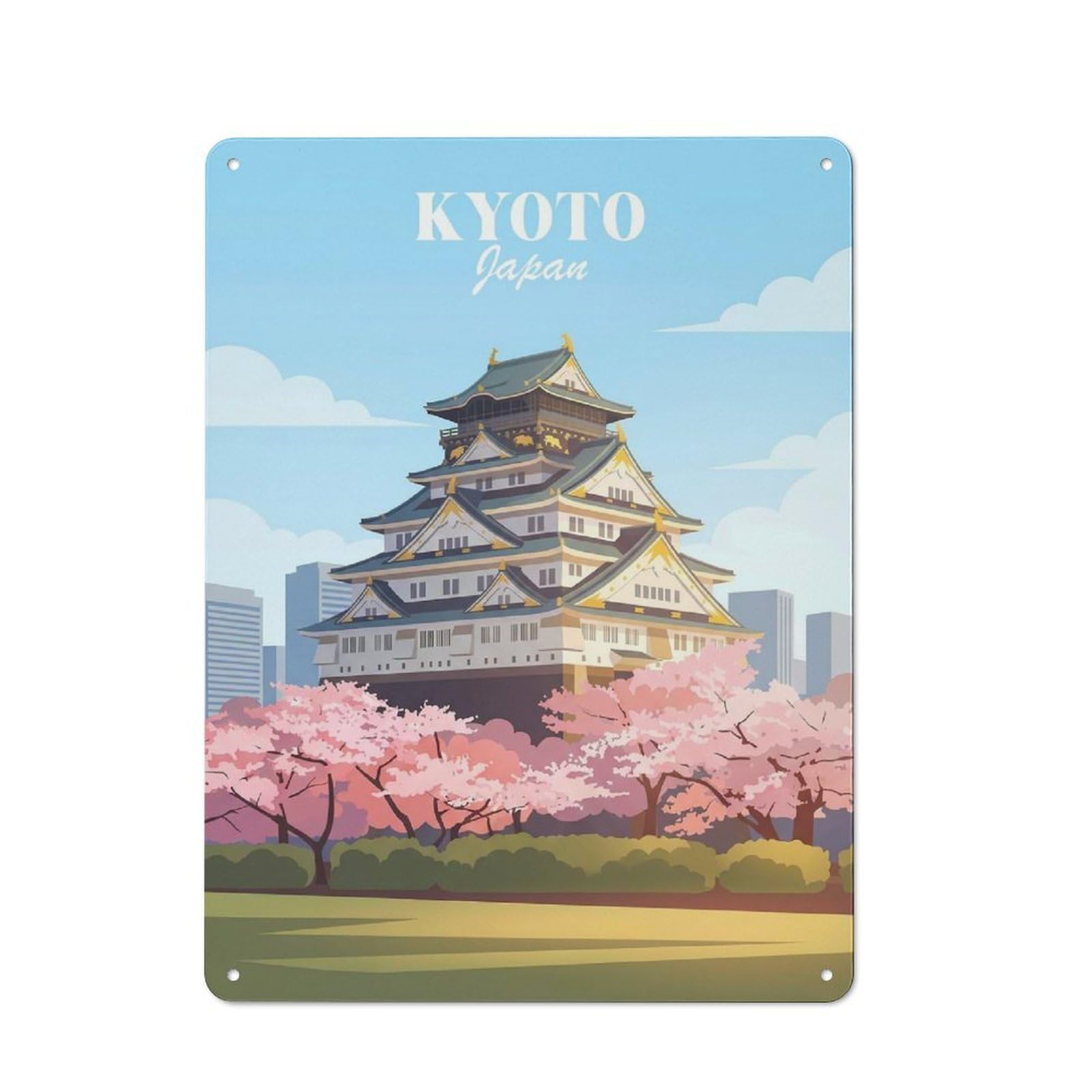 Junmoney Style-22 Vintage Kyoto Japan Castle Garden Room Metal Sign 40X30cm, Porch Wall Decor For Conservatory, Home Bar Or Utility Room