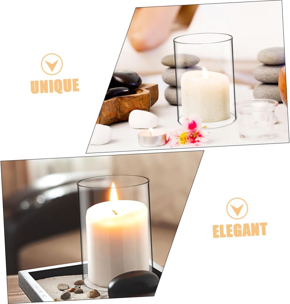 PRETYZOOM 2pcs Glass Candle Shades Cylinder Hurricane Candle Holders Decorative Tealight Holder for Home Decor Windproof for Desktop