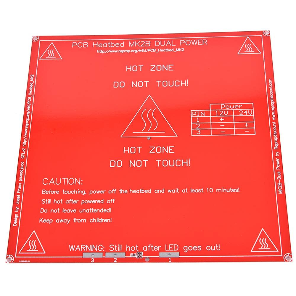 Lysee 3D Printer Parts & Accessories - 2020 Upgraded MK2B Heated Bed PCB Heatbed Dual 12V 24V Red MK2 B Hot Hotbed 3D Printers Part Heat 214mmx214mm Accessories
