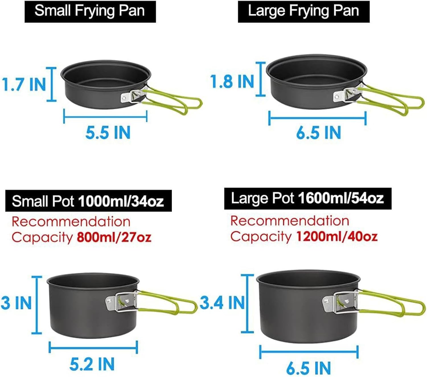 Camping Cook Pot, Non-Stick Pans Cookware, Camping Cookware, for Outdoor Kitchen Picnic 2 to 3 People Hiking Backpacking
