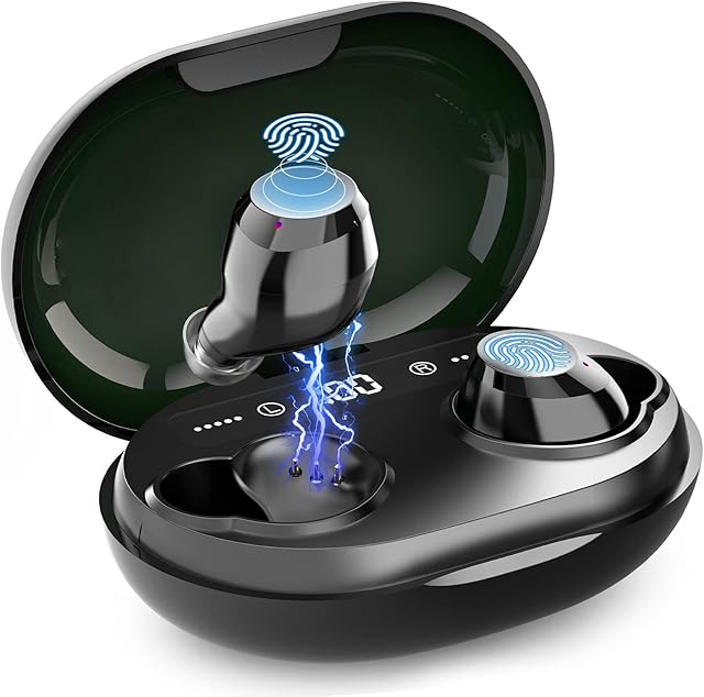 Dzstorm Wireless Headphones Bluetooth 5.0 Earbuds 48H Playtime Touch Control IP7 Waterproof True Wireless Earphones for sports, Noise Cancelling HiFi Stereo Sound In-Ear Headsets with Microphone
