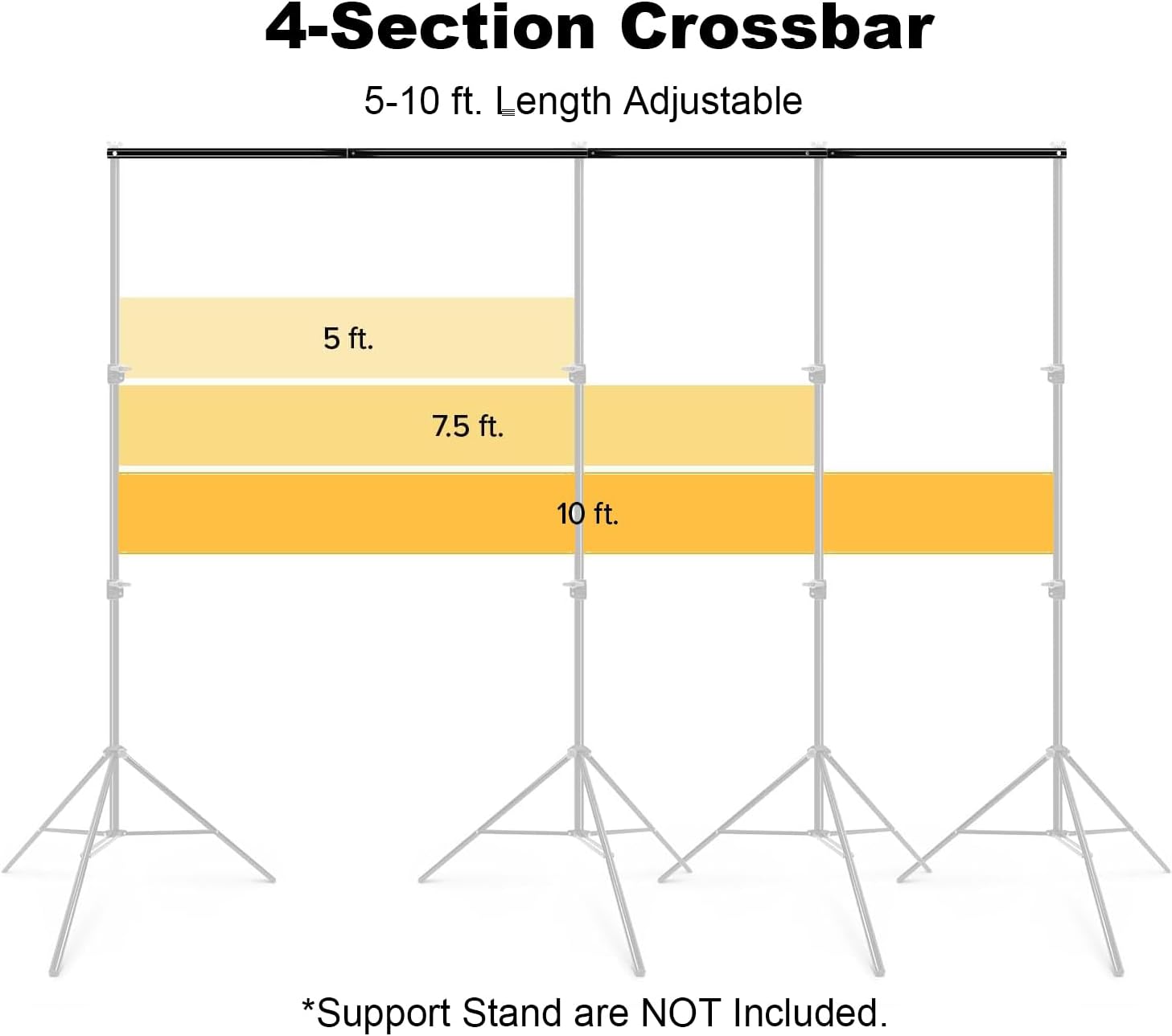 10ft/3M Background Folding Crossbar, Photography Lighting Muslin Backdrop Support Crossbar, 3 x 3m Crossbar, 2 x Mount,9 x Clip
