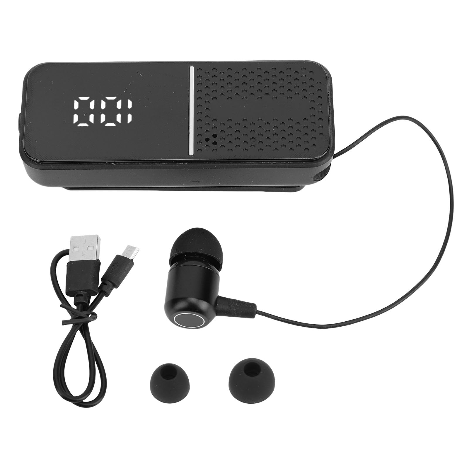 Auriculares Bluetooth con Cable Retráctil, Auriculares Inalámbricos V6.0, Clip de Micrófono de Cancelación de Ruido en el Auricular, Conectarse a 2 Teléfonos, para Conductor (Black)