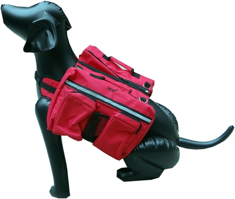 HDP Dog Backpack/Harness Deluxe 2 in 1 Size:Large Color:Red