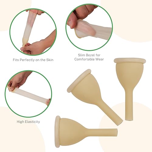 Miniatura 3 de 20 catéteres externos para condones para hombres, a prueba de fugas, catéteres de condón de látex para incontinencia urinaria con tiras adhesivas,