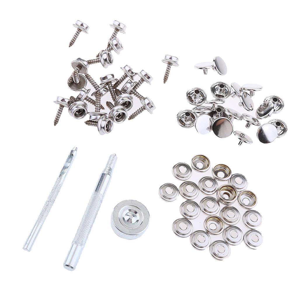 2 Paquetes Broches a Presión para Tapicería Botones de Tornillo Juego de Remaches Kit de Cierres con Herramientas de Acero Inoxidable Y Cobre Apto Par, 2 Piezas