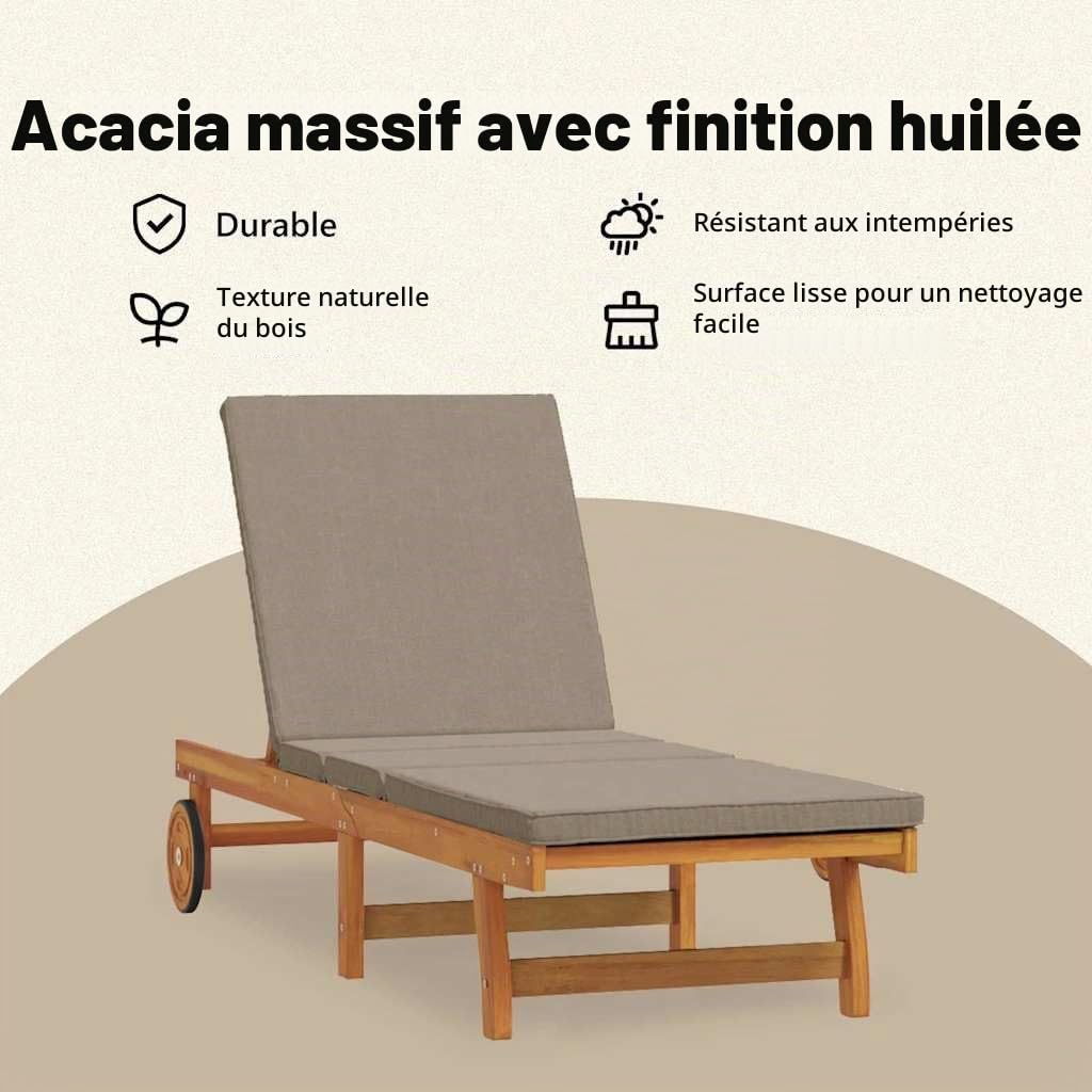 vidaXL Transat 2-Personne 2 pcs Marron Bois d'Acacia Massif, Transat d'extérieur réglable, mobilier de Jardin Moderne, Chaise Relax Multi-Positions, canapé terrasse Durable