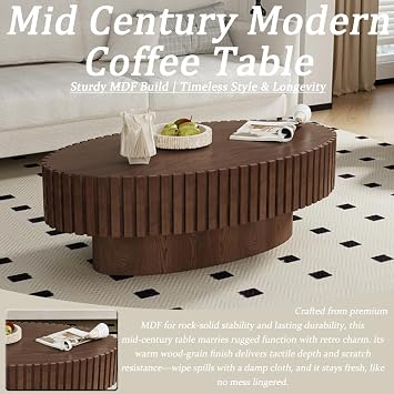 43.3 Oval Coffee Table, Dark Brown