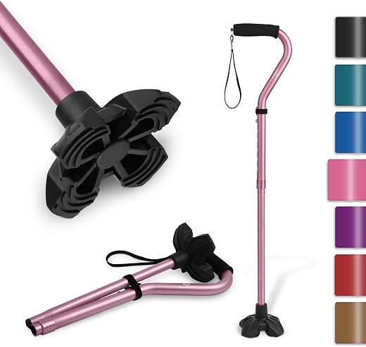 KingGear Adjustable Cane for Men & Women - Lightweight & Sturdy Offset Walking Stick - w/Additional Big Tip - Mobility Aid...
