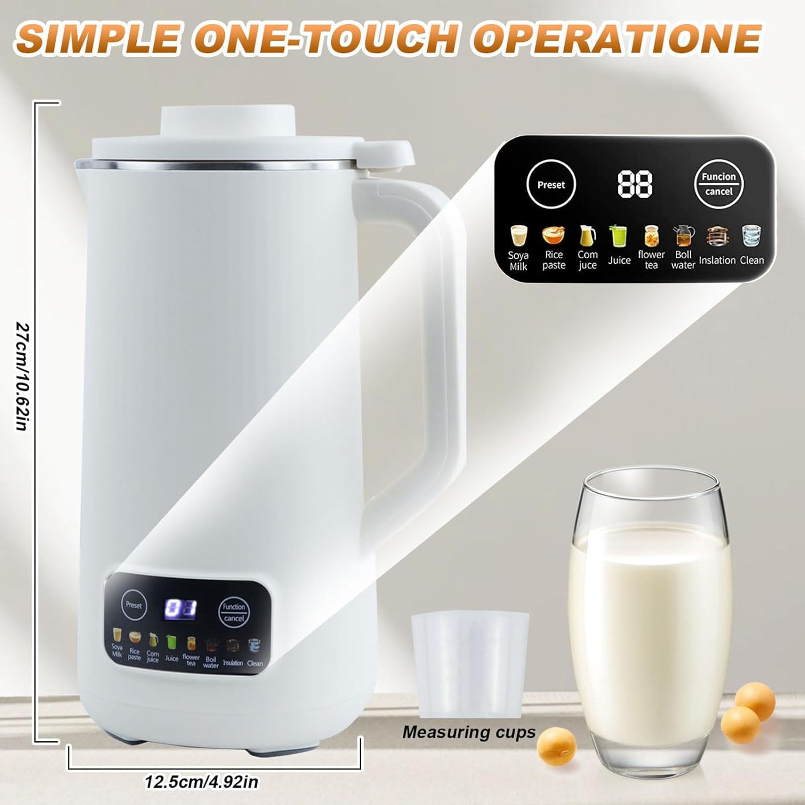 Multifunktionaler Nussmilchbereiter, Nussmilchbereiter, 590 ml, automatischer Soja-Milchbereiter – Machen Sie Nusshafer, Reis, Müsli, Congee-Saft einfach mit Warmhaltefunktion, selbstreinigend, freie