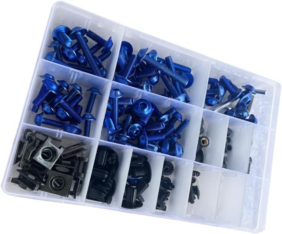 Fairing Complete Bolts Kit Screws for Suzuki GSXR600 GSXR750 2004 2005 GSXR 600 GSXR 750 K4 04 05 Aluminum Fasteners Hardware Clips (Blue)