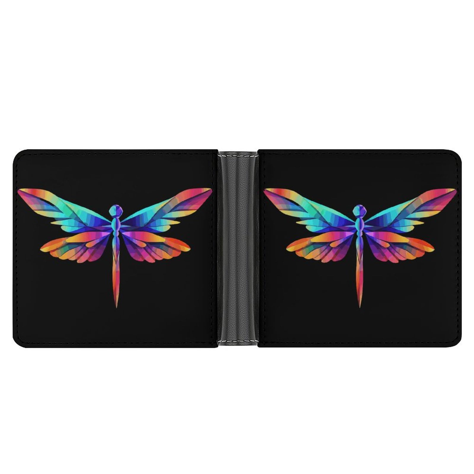 Dragonfly Bifold Wallet PU Leather Coin Purse Lightweight Credit Card Holder Wallet Money Clip