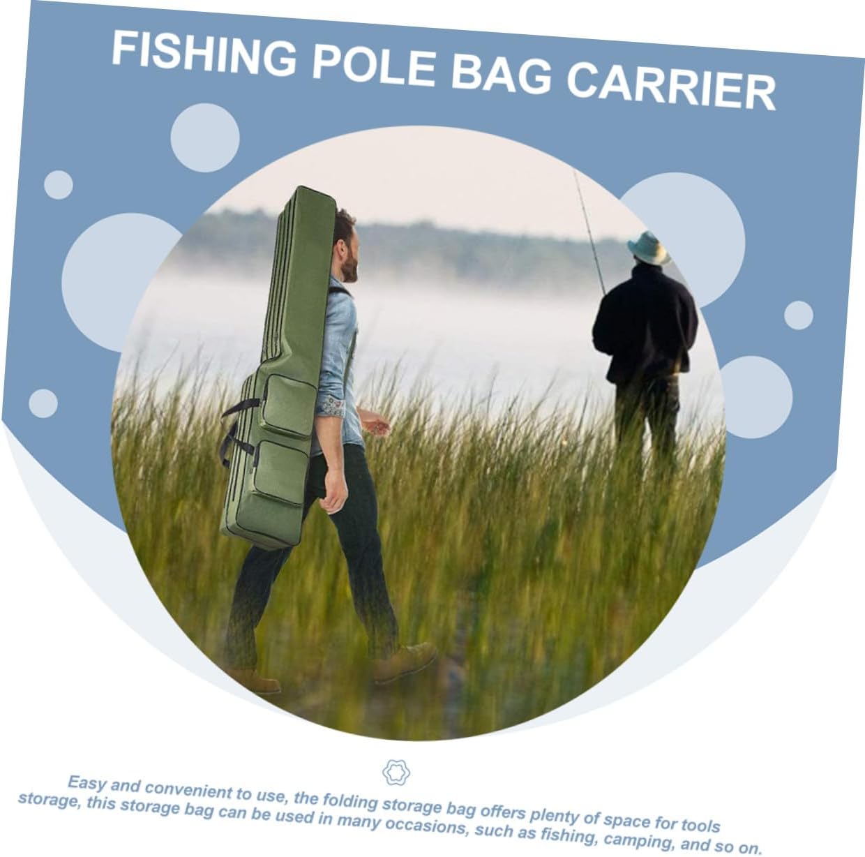 Housoutil Portable Fishing Rod Storage Bag Waterproof Canvas Fishing Pole Carrying Case 1. Military