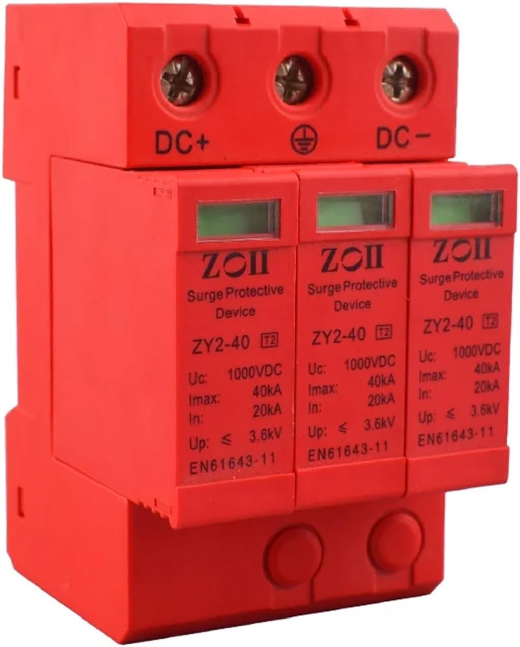DC SPD Surge Protective Device 500V 1000V 2P 3P 20KA 40KA 60KA Voltage Protector Solar PV Photovoltaic Lightning Arrester(2P,DC600V)