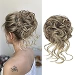KETHBE Messy Bun Hair Piece Tousled Updo Hair Buns Extension Elastic Hair Band Hair Pieces Curly Hair Bun Scrunchie For Women (Brown Mix Dirty Blonde)