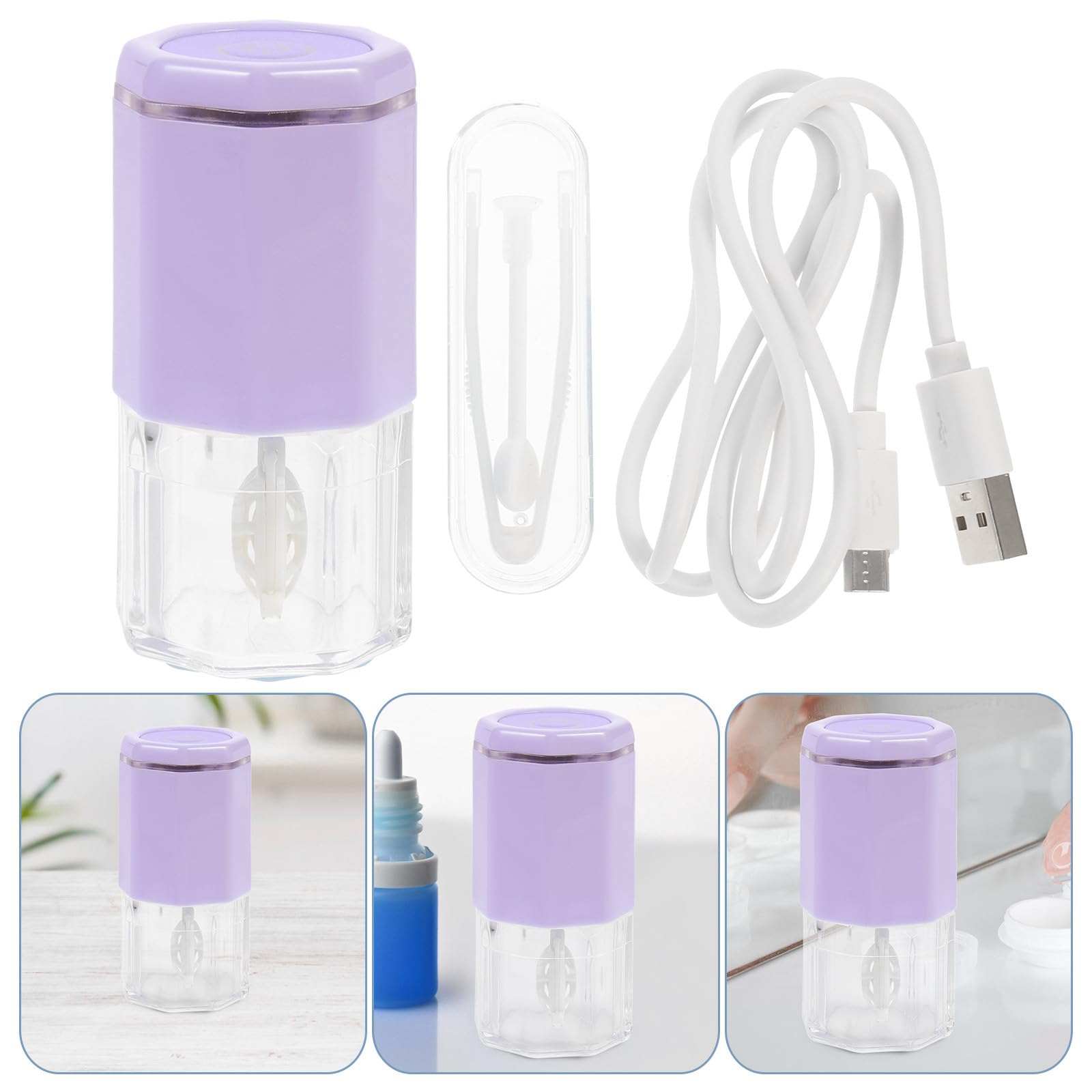 Pulitore per Lenti Elettrico Rotante Ricarica USB in Abs, Macchina Portatile la Pulizia delle Lenti per Casa e Viaggio
