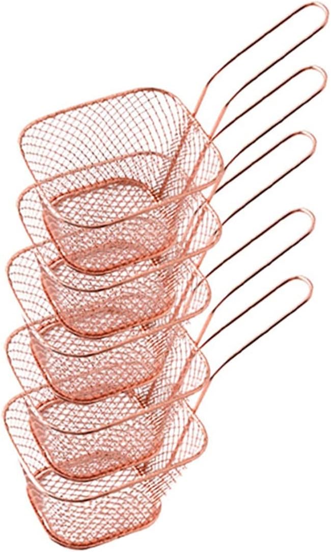 5/6Pcs Mini Stainless Steel Fry Baskets Chips Presentation Basket Strainer Food Basket Kitchen Tool Cooking French Fries Basket (Color : C, Size : 5 Pcs) (A 5 Pcs)